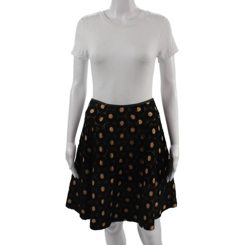 Maginn Women A-Line Skater Black Cotton Geometric Skirt Size 4